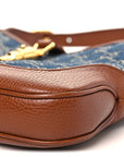 New Denim GG Monogram Calfskin Small Jackie 1961 Hobo Blue Tea Cuir