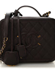 Iridescent Caviar Quilted Medium CC Filigree Vanity Case Burgundy