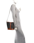 Triomphe Canvas Calfskin Small Bucket Bag Tan