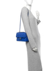 Caviar Quilted Small Double Flap Blue