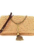 Raffia Monogram Tassel Kate 99 Dark Nude