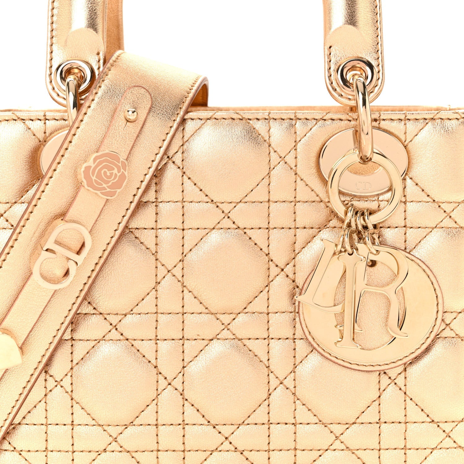 Metallic Lambskin Cannage Small My ABCD1OR Lady D1OR Rose Gold
