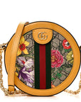 GG Supreme Monogram Flora Web Mini Ophidia Round Shoulder Bag Beige Multicolor Crop