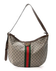 GG Supreme Monogram Web Ophidia Half Moon Hobo Brown