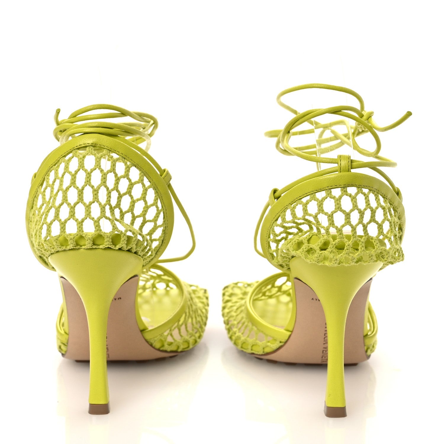 Mesh Nappa Stretch Ankle Tie Sandals 39 Kiwi