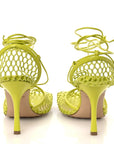 Mesh Nappa Stretch Ankle Tie Sandals 39 Kiwi