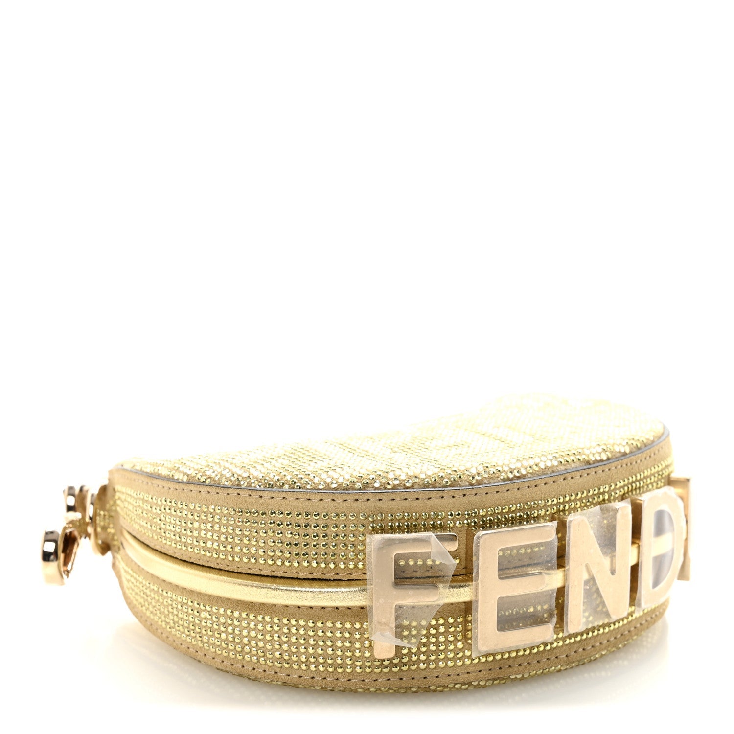 Crystal Vitello Laminato Suede FF Nano FNDIgraphy Hobo Charm Platino