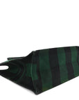 Canvas Embroidered Large Checkered Book Tote Black Green
