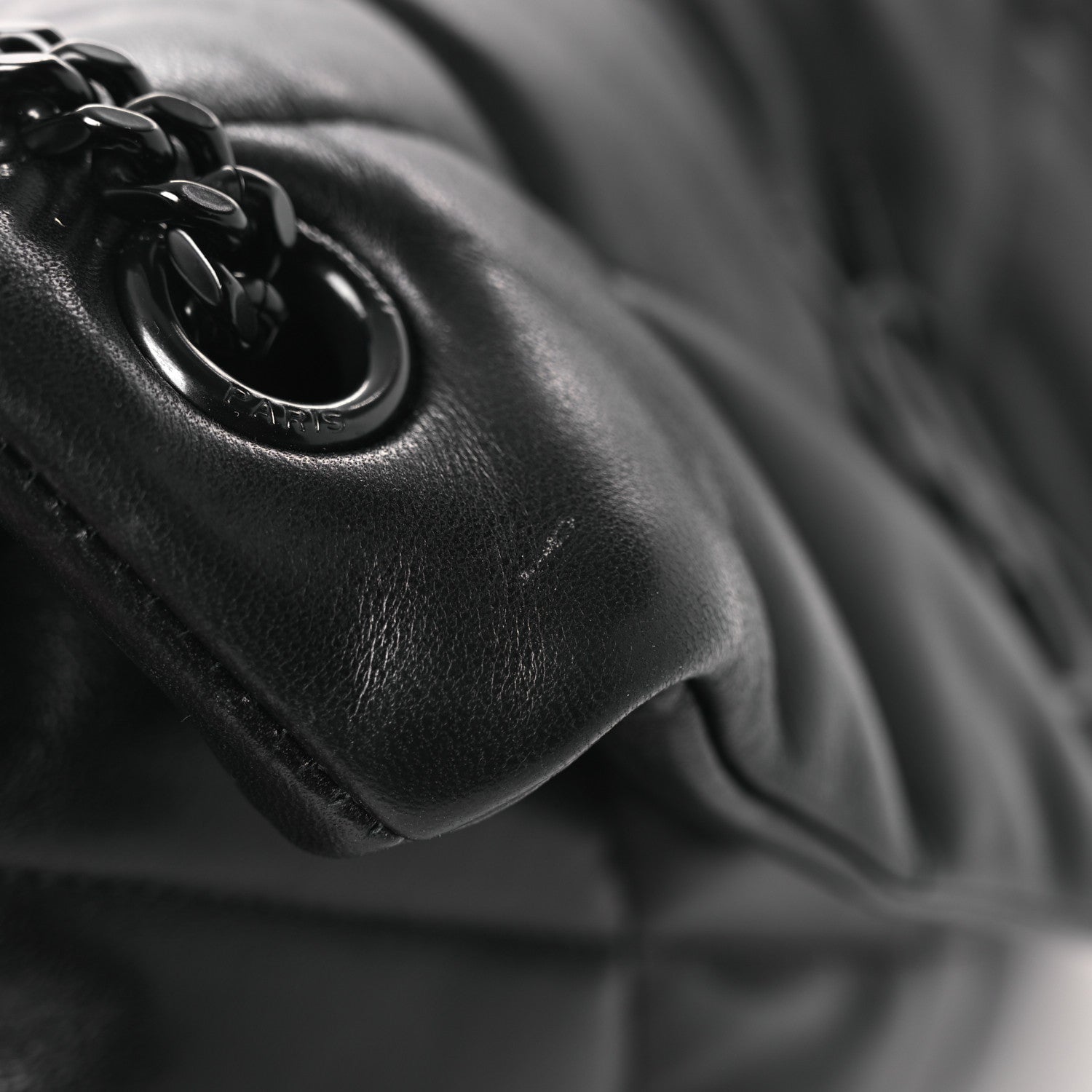 Lambskin Quilted Toy Loulou Puffer Monogram Monochrome Chain Satchel Black