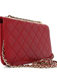 Lambskin Quilted Trendy CC Wallet On Chain WOC Red