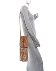 Suede Mini Fringe Tassel Bag Toffee