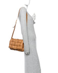 Nappa Maxi Intreccio Padded Cassette Crossbody Bag Caramel