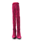 Lace Jersey Pantaleggings Pointed Toe Knife Thigh High Boots 39 Black Pink