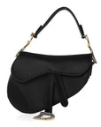 Satin Crystal Mini Saddle Bag Black