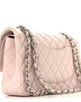 Lambskin Quilted Medium Double Flap Light Pink