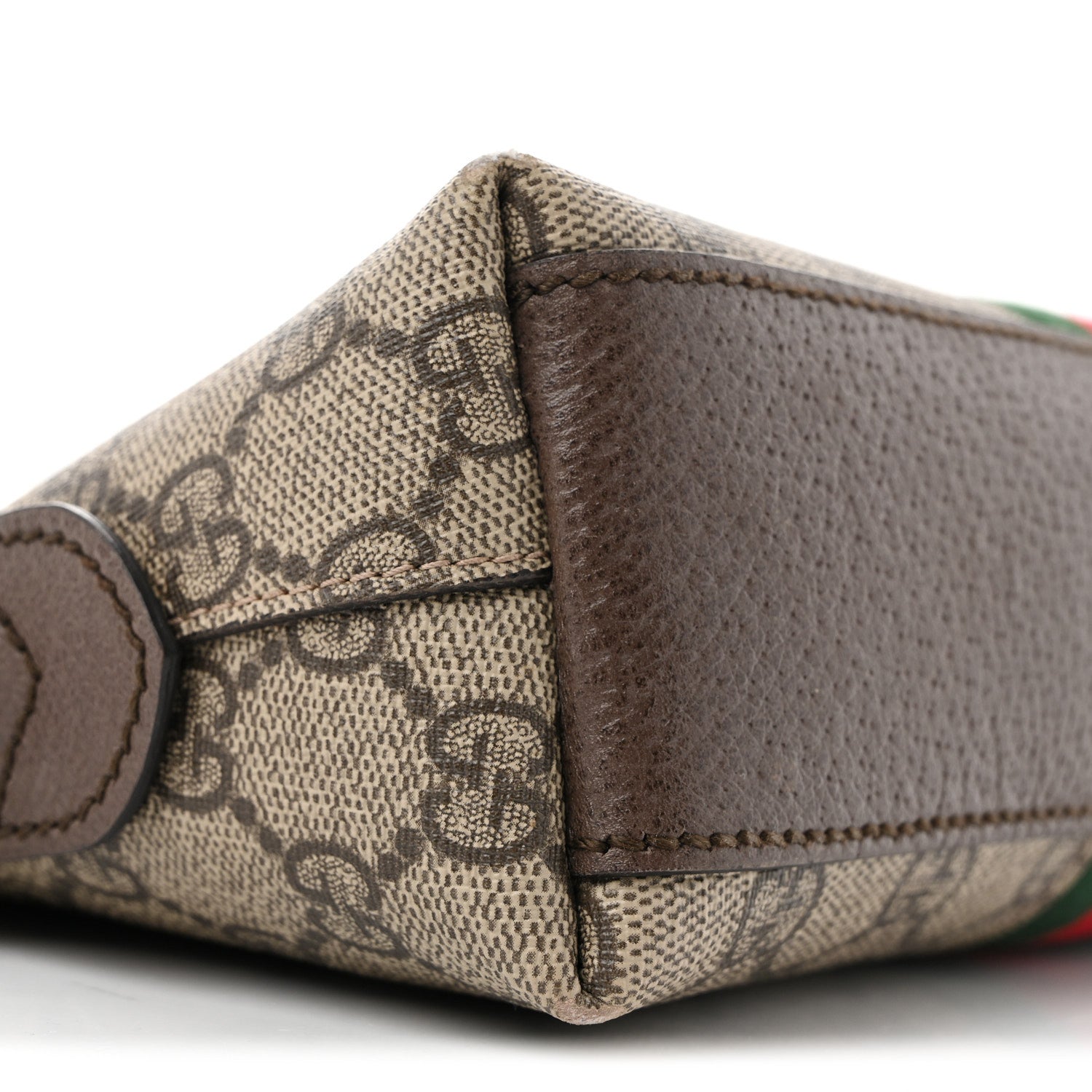 GG Supreme Monogram Textured Dollar Calfskin Web Small Ophidia Dome Shoulder Bag Beige Ebony New Acero