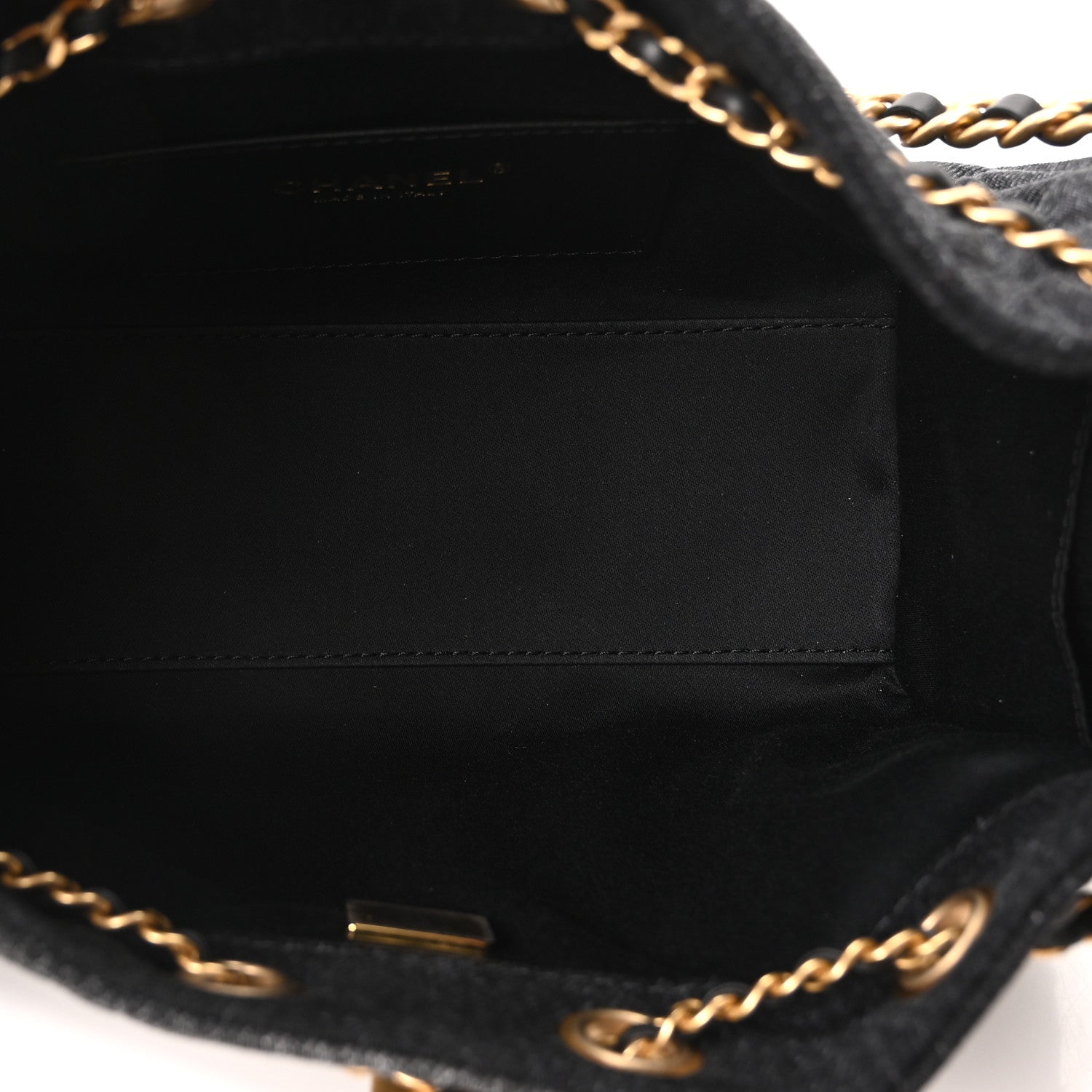 Washed Denim Quilted Mini CHNL 25 Handbag Black
