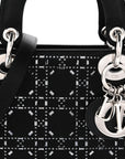 Satin Crystal Cannage Mini Lady D1OR Black