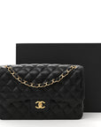 Caviar Quilted Jumbo Double Flap Black