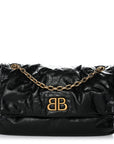 Arena Calfskin Medium Monaco Chain Shoulder Bag Black