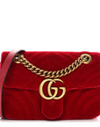 Velvet Matelasse Mini GG Marmont Shoulder Bag Hibiscus Red