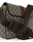 Tender GG Supreme Monogram Textured Dollar Calfskin Ophidia Messenger Bag Beige Ebony Dark Brown