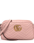 Calfskin Matelasse Small GG Marmont Chain Shoulder Bag Perfect Pink