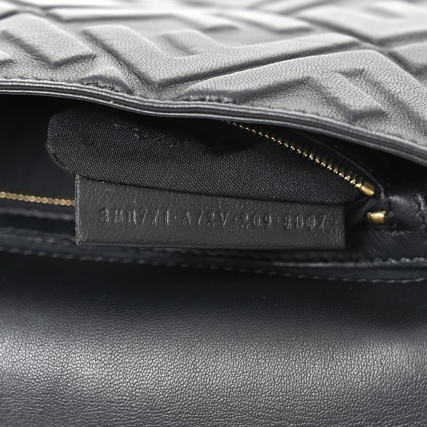 Nappa FF 1974 Embossed Large Baguette Black