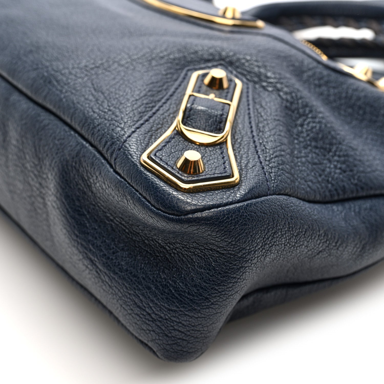 Chevre Gold Metallic Edge Hardware Town Bleu Nuit Dark Sea