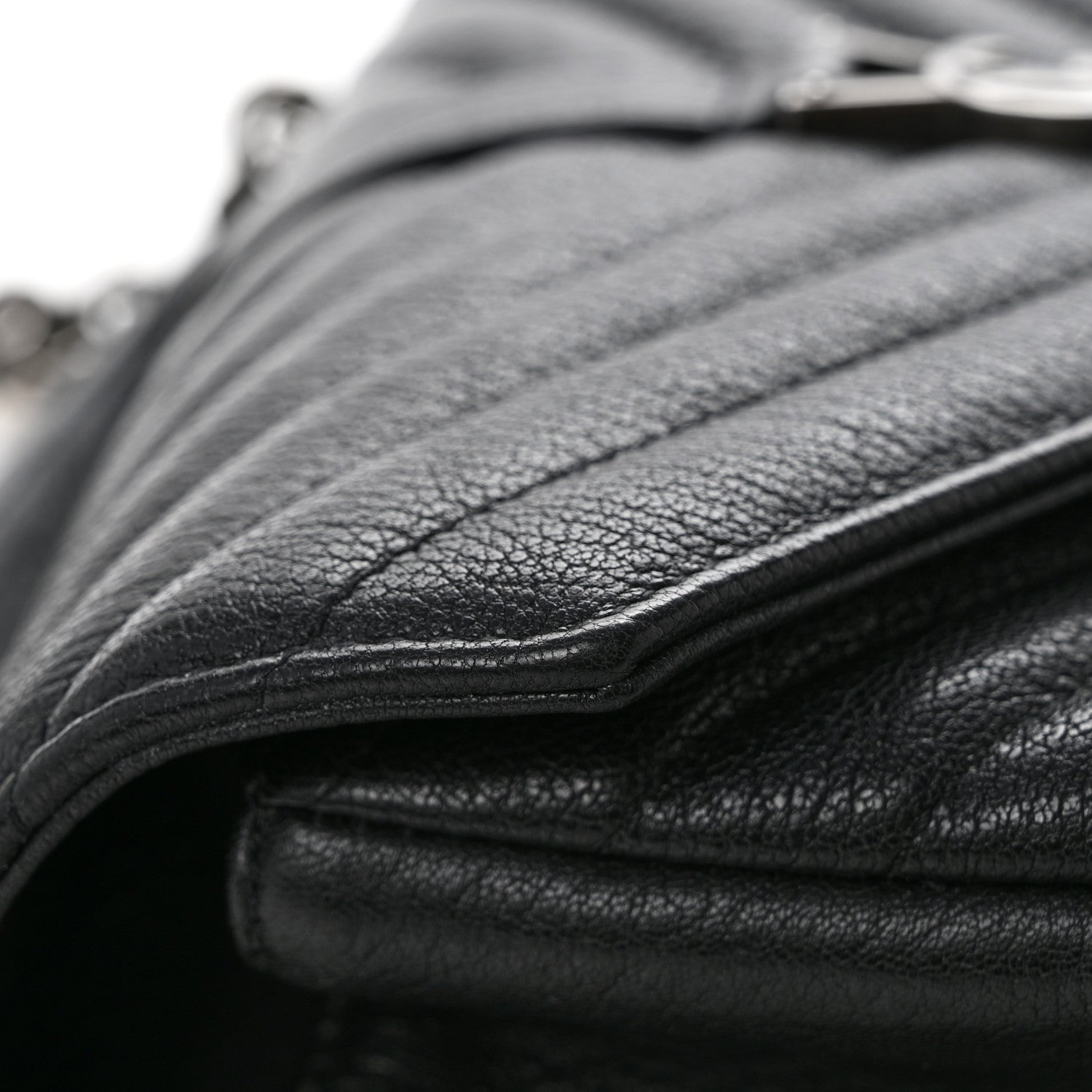 Sheepskin Matelasse Chevron Monogram Medium College Bag Black