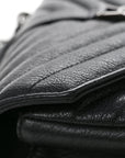 Sheepskin Matelasse Chevron Monogram Medium College Bag Black