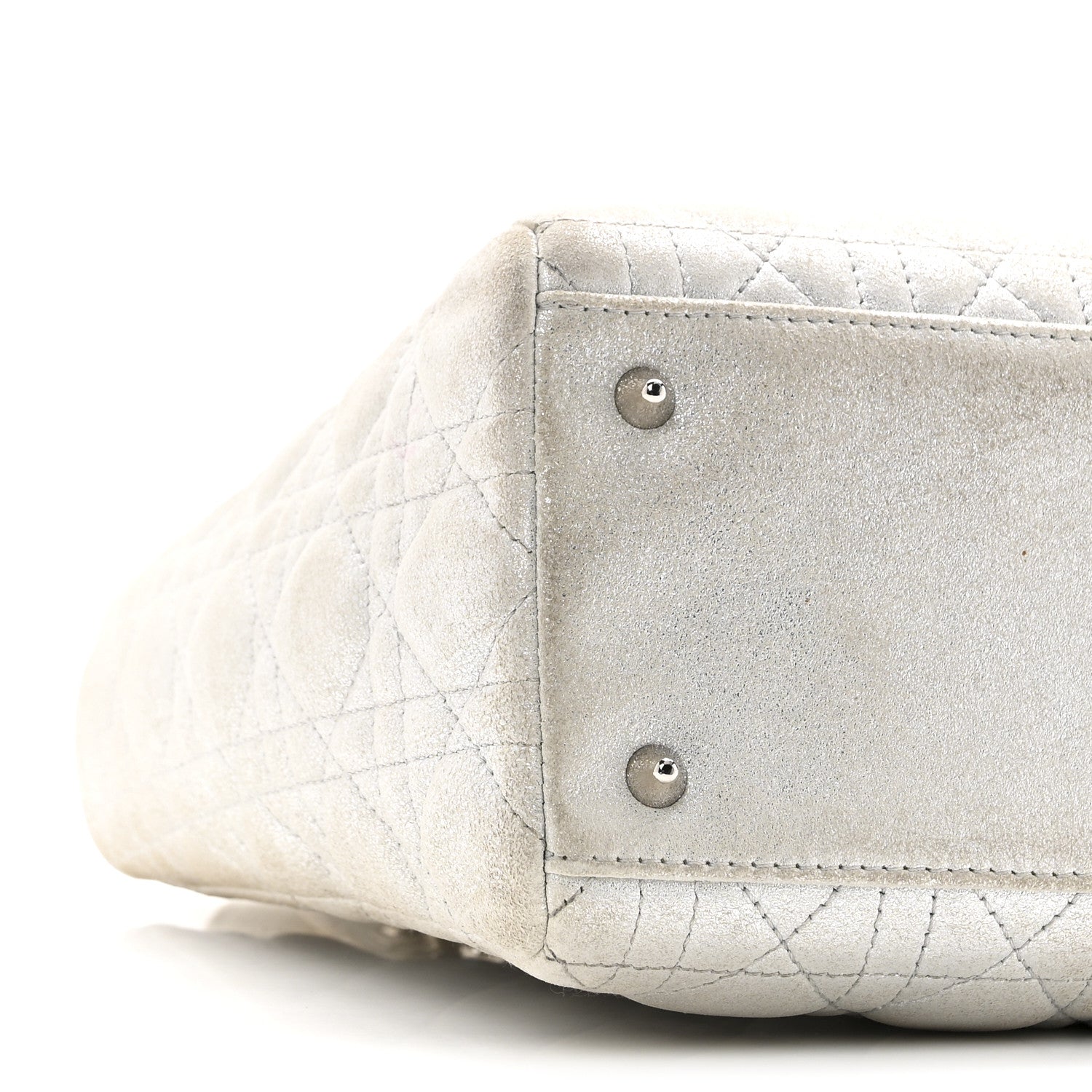 Metallic Nubuck Cannage Medium Lady D1OR Silver