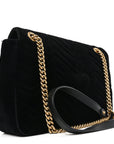 Velvet Matelasse Medium GG Marmont Shoulder Bag Black