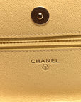 Caviar Quilted Studded CC Wallet on Chain WOC Yellow