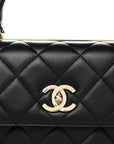 Lambskin Quilted Small Trendy CC Dual Handle Flap Bag Black