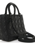 Ultra Matte Calfskin Cannage Medium Lady D1OR Black