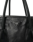 Glace Calf Twin Pocket Tote Black