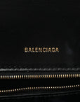 Shiny Box Calfskin Small Hourglass Top Handle Bag Black