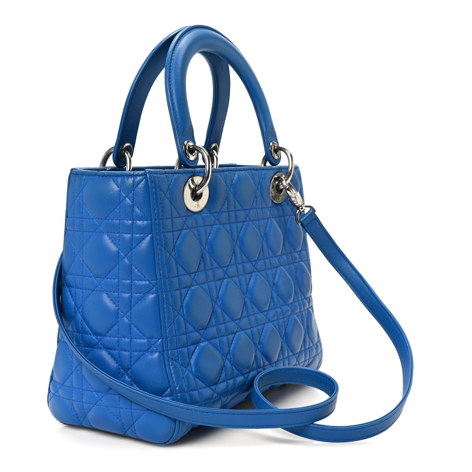 Lambskin Cannage Medium Lady D1OR Blue