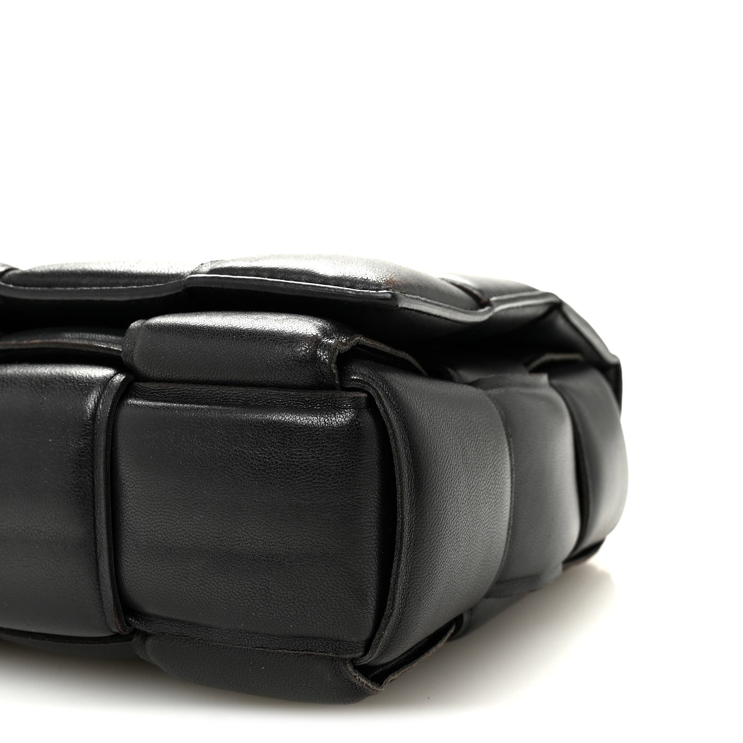 Lambskin Maxi Intreccio Padded Chain Cassette Crossbody Bag Black