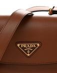 Soft Calfskin Traingle Arque Flap Shoulder Bag Cognac
