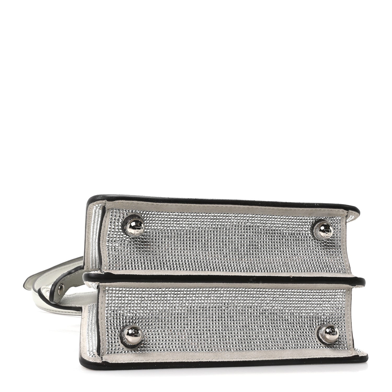 Iridescent Crystal Vitello Laminato Suede FF Petite Peekaboo I SEE U Satchel Cappuccino