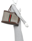 Gg Supreme Monogram Web Ophidia Tote Brown