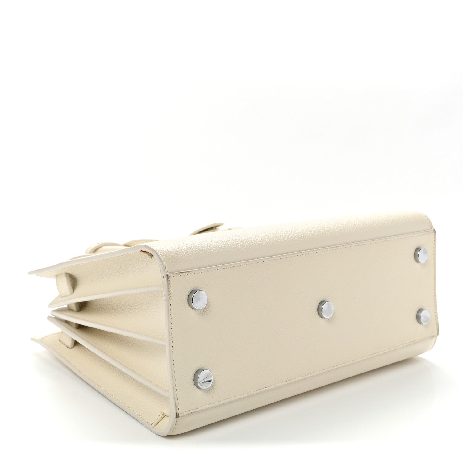 Grained Calfskin Baby Sac De Jour White