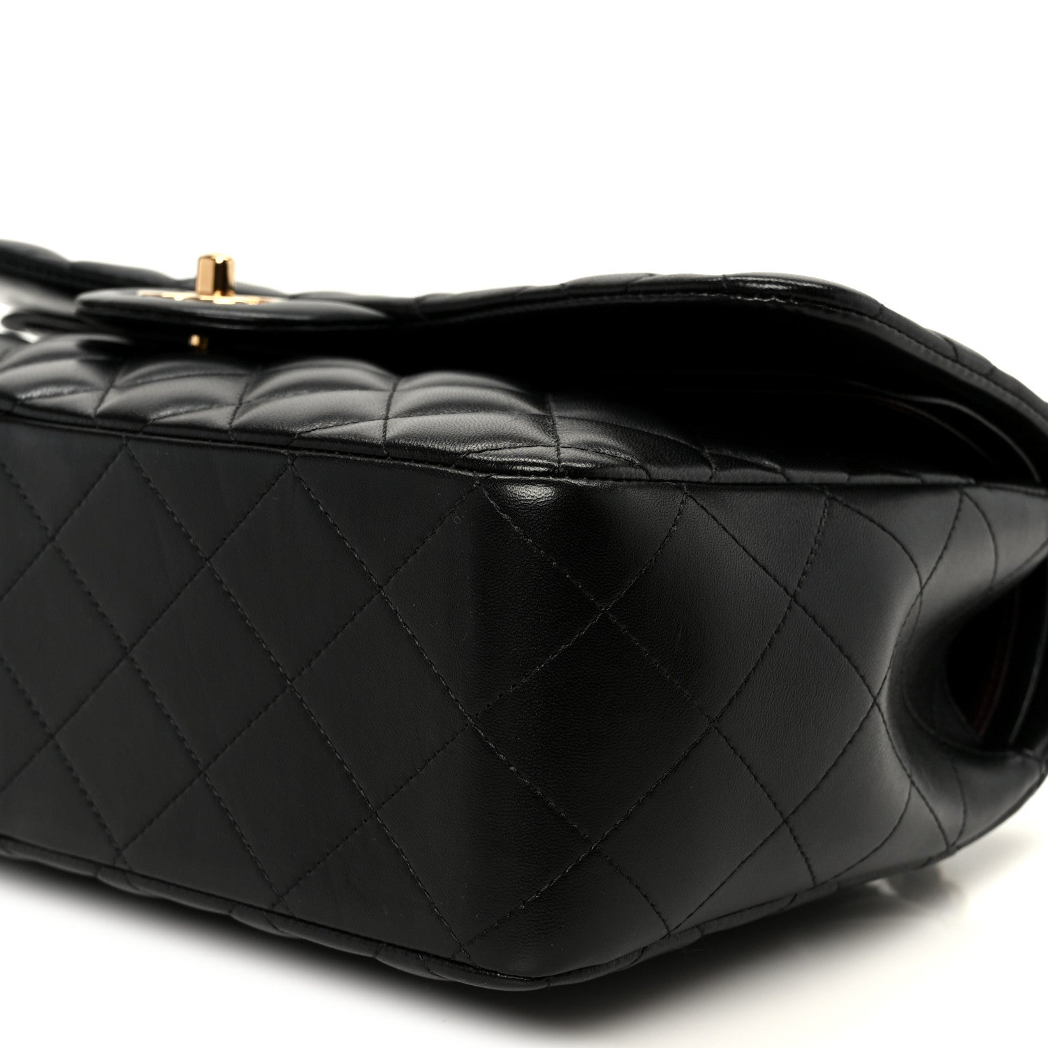Lambskin Quilted Jumbo Double Flap Black