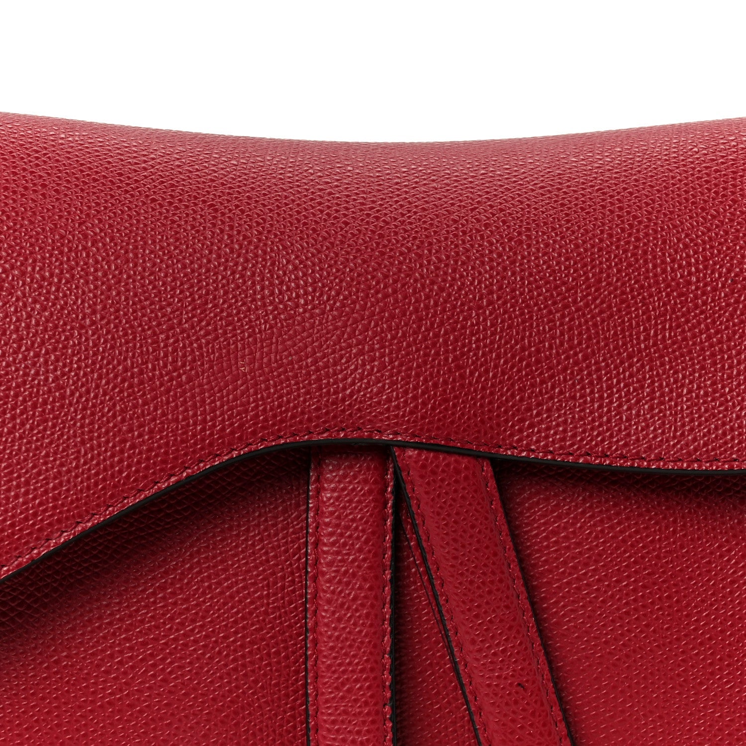 Grained Calfskin Saddle Bag Red