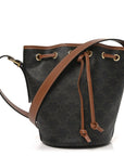 Triomphe Canvas Calfskin Small Drawstring Bucket Bag Tan