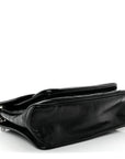 Crinkled Calfskin Matelasse Monogram Medium Niki Chain Satchel Black