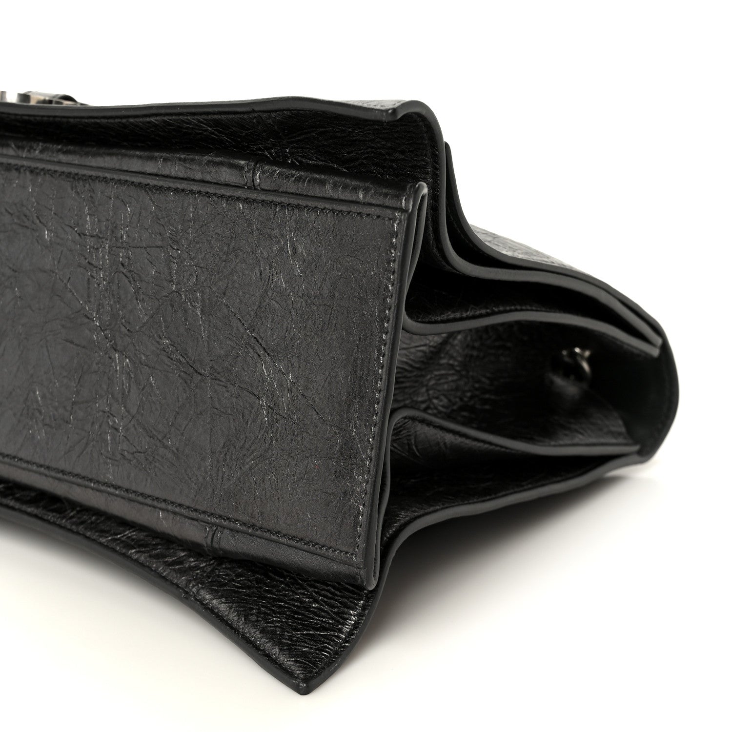 Metallic Crushed Calfskin Large Crush Chain Bag Steel Grey