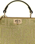Crystal Vitello Laminato FF Petite Peekaboo I SEE U Satchel Crystal Platinum Light Gold